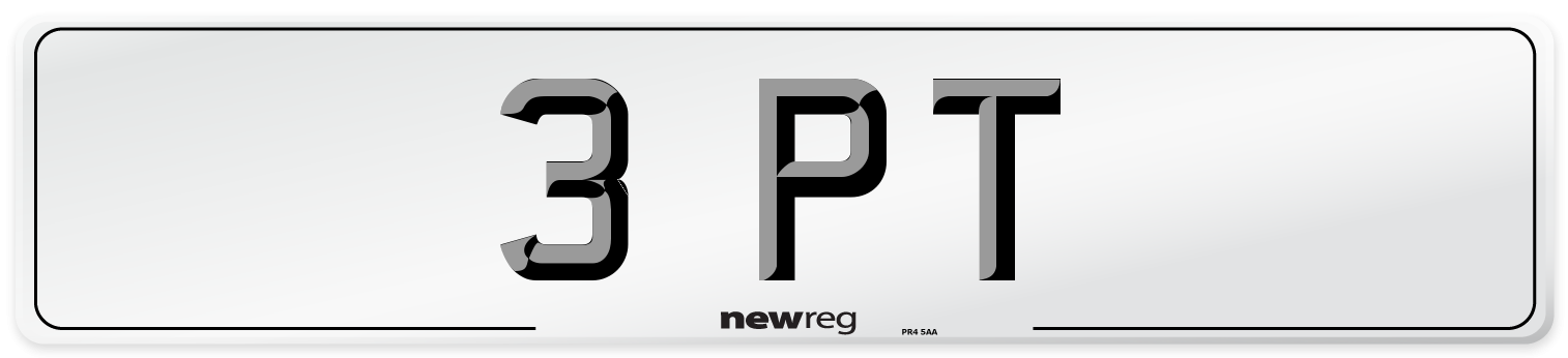 3 PT Number Plate from New Reg